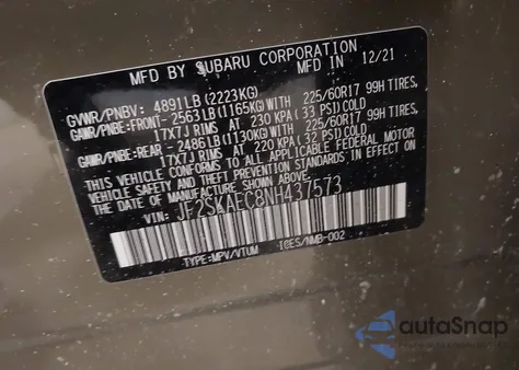 2022 Subaru Forester Premium from USA, damaged, VIN JF2SKAEC8NH437573